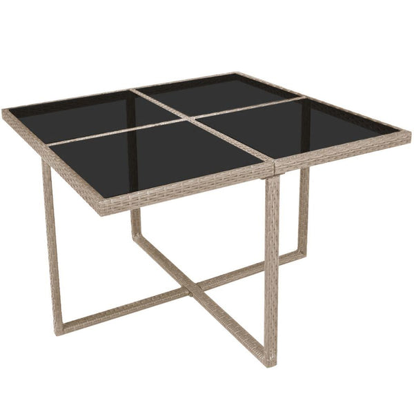 9 Piece Outdoor Dining Set with Cushions Poly Rattan Beige - Deals Kiosk