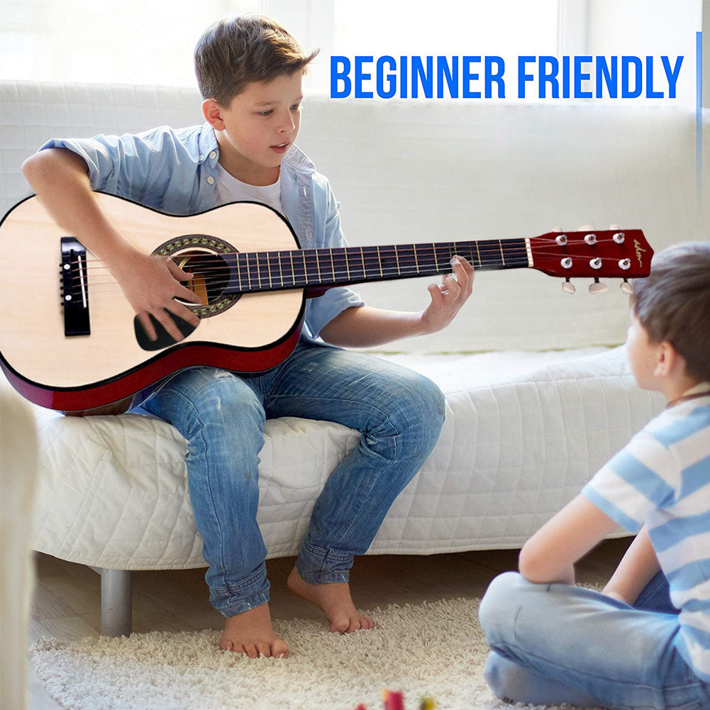 30 Inch Acoustic Guitar Junior Acoustic Guitar Starer Kit with Carrying Bag, Picks, E-Tuner, Strap, Natural - Deals Kiosk