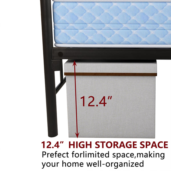 Metal Bed Frame Platform Twin Size with headboard and storage XH - Deals Kiosk