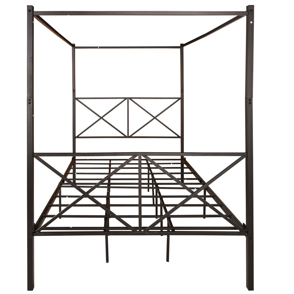 Metal Canopy Bed Frame, Platform Bed Frame Queen with X Shaped Frame Queen Black - Deals Kiosk