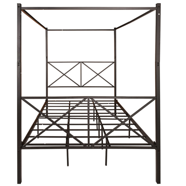 Metal Canopy Bed Frame, Platform Bed Frame Queen with X Shaped Frame Queen Black - Deals Kiosk