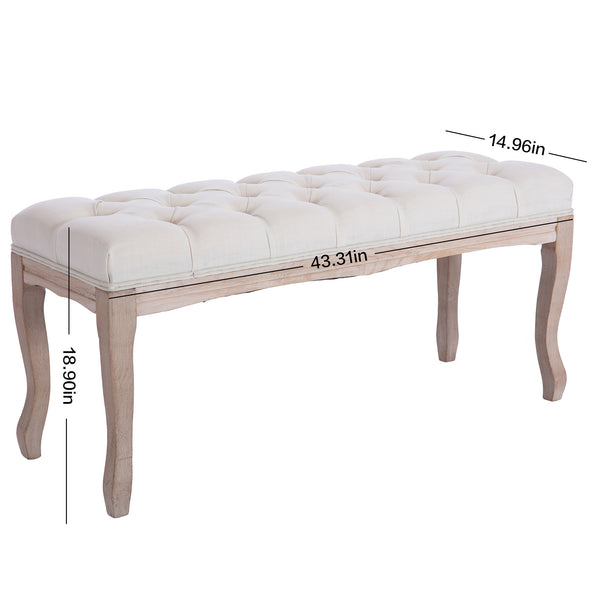 French Style Natural Rubber Wood Bench,Beige - Deals Kiosk