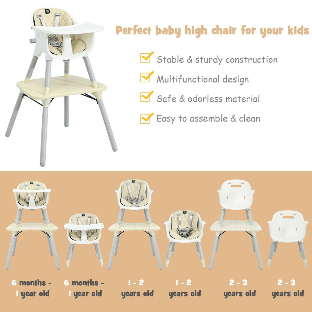 4 in 1 Baby Convertible Toddler Table Chair Set with PU Cushion - Deals Kiosk