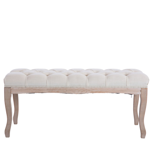 French Style Natural Rubber Wood Bench,Beige - Deals Kiosk