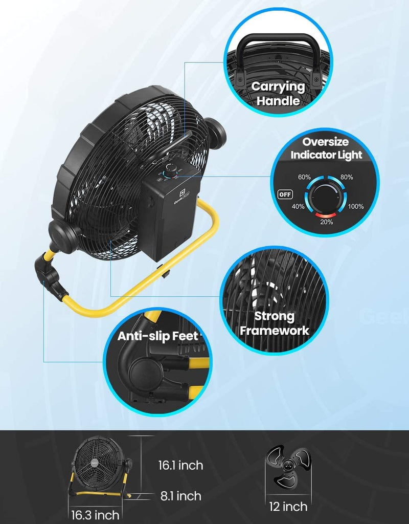 Geek Aire 12" Rechargeable Outdoor High Velocity Fan with detachable power bank - Deals Kiosk