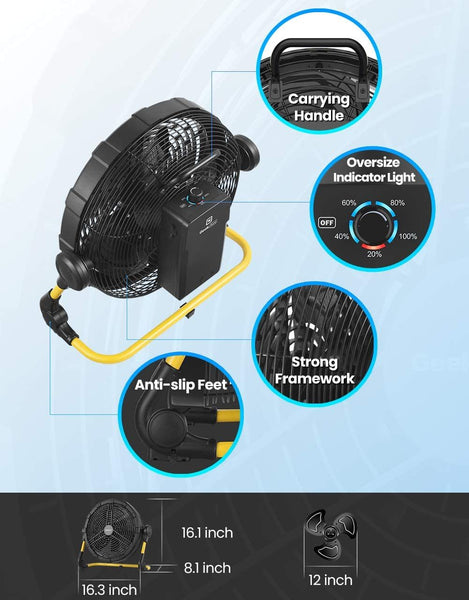 Geek Aire 12" Rechargeable Outdoor High Velocity Fan with detachable power bank - Deals Kiosk