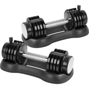Pair of 12.5 Lbs Adjustable Dumbbell with Handle and Weight Plate for Home Gym black RT - Deals Kiosk