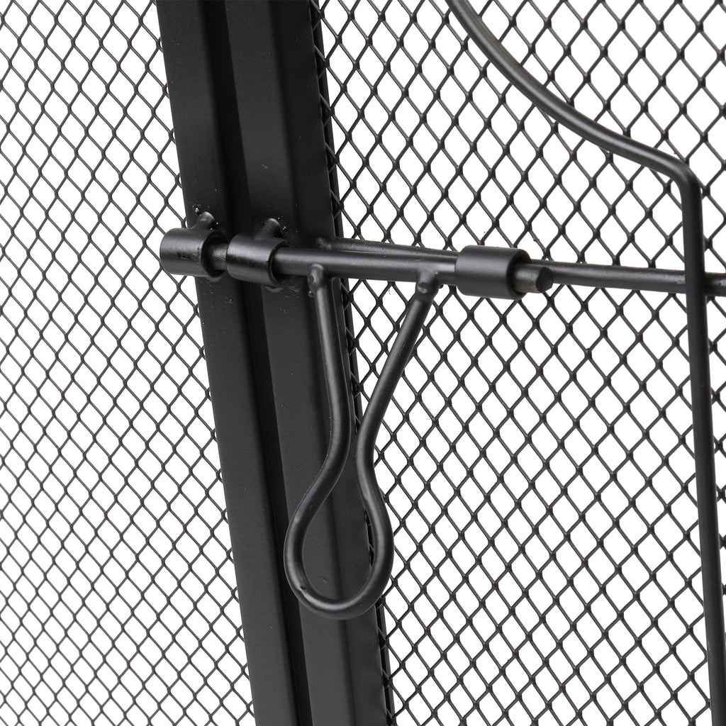 40x29in Mesh Fireplace Screen with Single Door, Wrought Iron Panel Fire Spark Guard Gate Safety Protector (Black) - Deals Kiosk