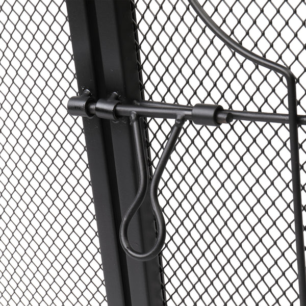 40x29in Mesh Fireplace Screen with Single Door, Wrought Iron Panel Fire Spark Guard Gate Safety Protector (Black) - Deals Kiosk