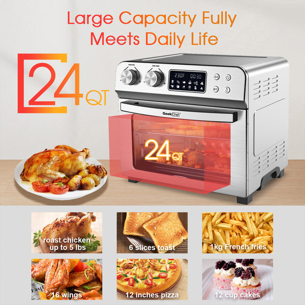 Geek Chef 16-in-1 Air Fryer Toaster Oven Combo, 24 Quart Countertop Convection Airfryer with Rotisserie and Dehydrator, Oil-Free.Prohibit listing on Amazon - Deals Kiosk
