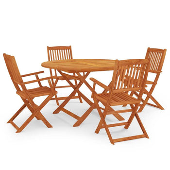5 Piece Folding Outdoor Dining Set Solid Eucalyptus Wood - Deals Kiosk