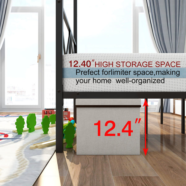 Metal Canopy Bed Frame, Platform Bed Frame Queen with X Shaped Frame Queen Black - Deals Kiosk