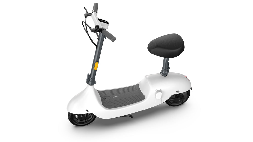 OKAI Beetle Electric Scooter with Seat, Up to 25 Miles Range & 15.5MPH, Modern Moped Scooter Bike with 10inch Vacuum Tires - Deals Kiosk