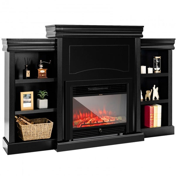70 Inch Modern Fireplace Media Entertainment Center with Bookcase - Deals Kiosk