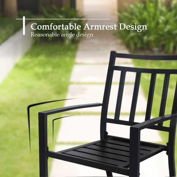 MEOOEM Stackable Patio Dining Chairs Set of 6 Outdoor Metal Patio Bistro Chairs with Armrest - Supports 300 LBS for Garden Poolside Backyard Classical Black - Deals Kiosk