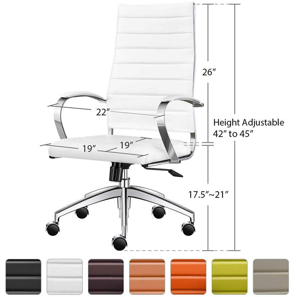 High Back Office Chair with Armrest Ergonomic Desk Chair for Extra Back & Lumbar Support Black Adjustable Swivel Chair in Durable Vegan Leather - Deals Kiosk