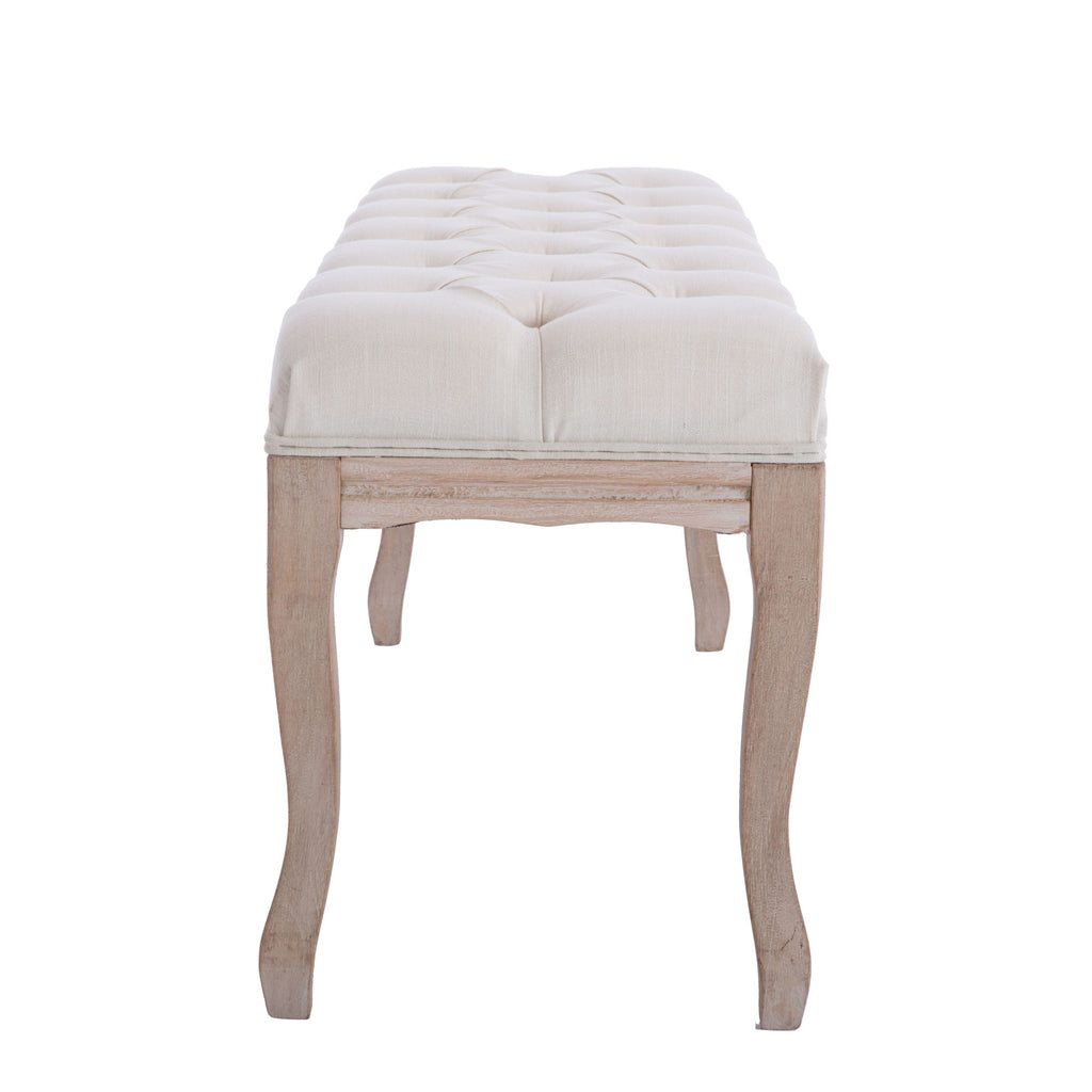 French Style Natural Rubber Wood Bench,Beige - Deals Kiosk