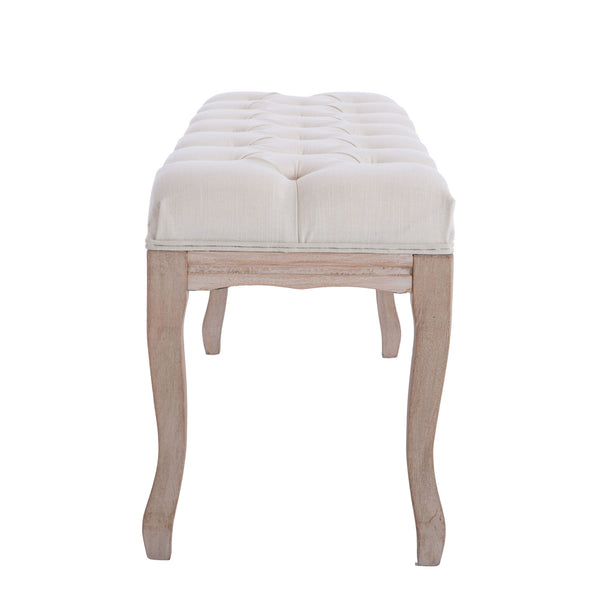 French Style Natural Rubber Wood Bench,Beige - Deals Kiosk