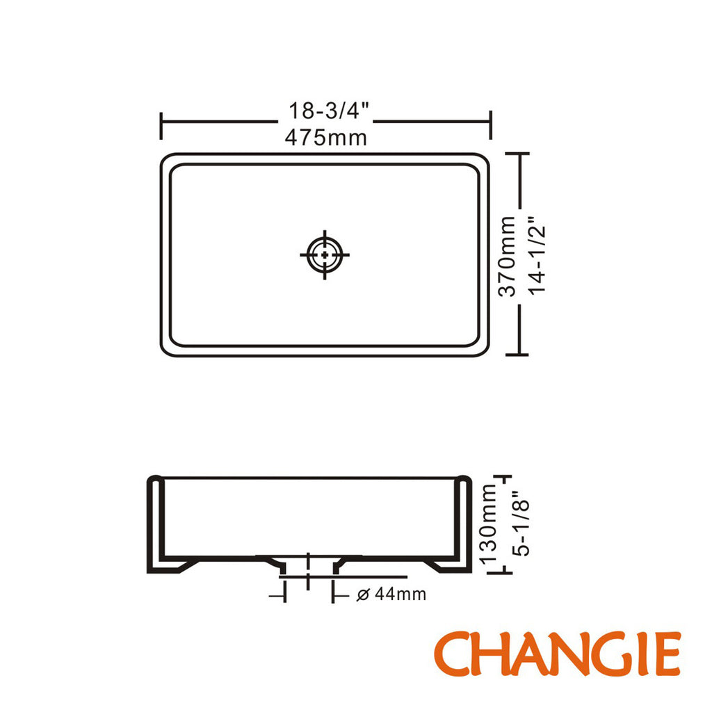 CHANGIE 6030W Top Mount Vanity Bathroom Ceramic Vessel Basin, White, 19 x 15 inches - Deals Kiosk