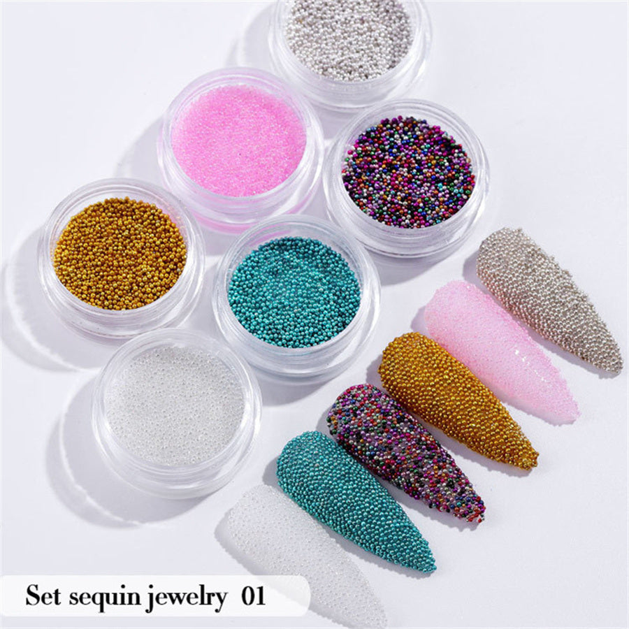 6PCS/Set Nail Beauty Chrome Glitter Kit, Nail Sequin Nail Art Mirror Powder Decoration - Deals Kiosk