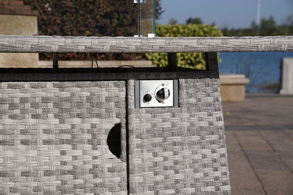 5-Piece Gray Wicker Outdoor Conversational Sofa Set with Fire Pit Table and Ottoman - Deals Kiosk