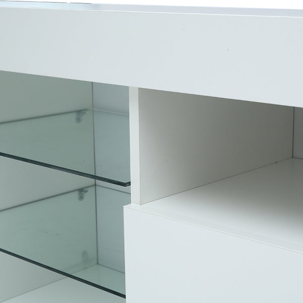 145 Modern 57" TV Stand Matte Body High Gloss Fronts with 16 Color LEDs RT - Deals Kiosk