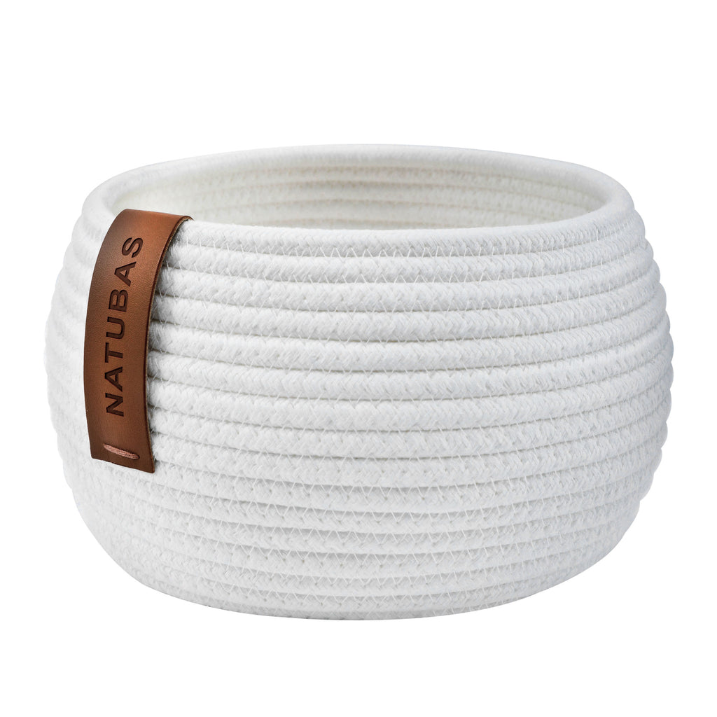 Baby White Woven Cotton Rope Basket, 2 Pieces Small Decorative Toy Storage Baskets for Gifts Empty - Deals Kiosk