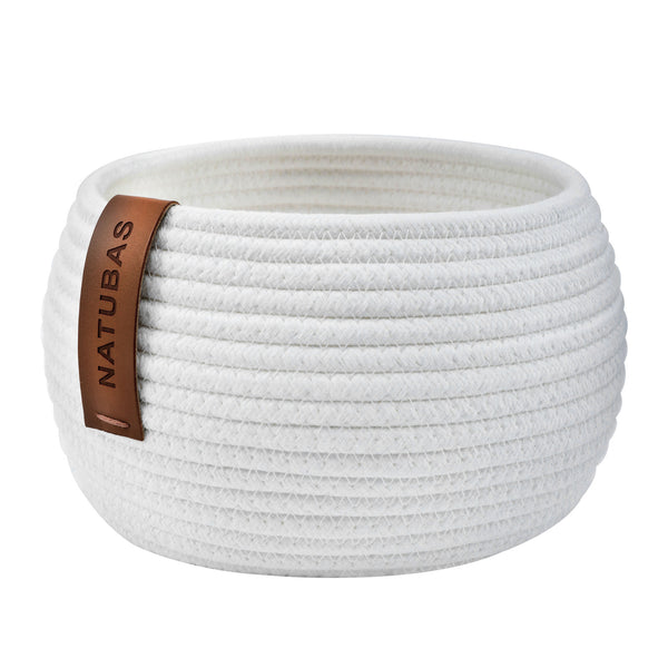 Baby White Woven Cotton Rope Basket, 2 Pieces Small Decorative Toy Storage Baskets for Gifts Empty - Deals Kiosk