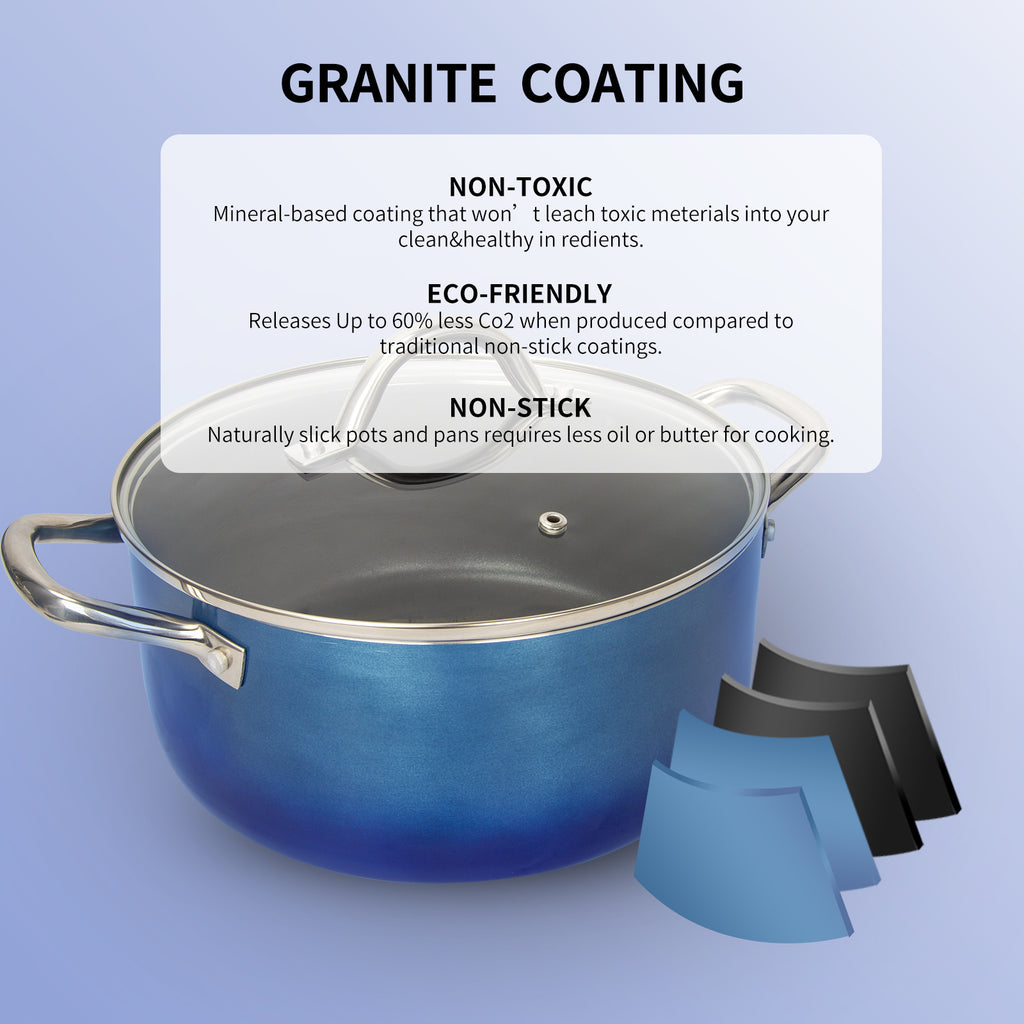 Kitchen Cookware Sets, Nonstick Pots and Pans Set, 12 Pcs, Non Sticking Granite Cookware, Induction Cookware Set, Dishwasher and Oven Safe - Deals Kiosk