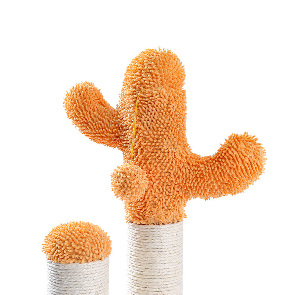 Cat Scratching Post Cactus Cat Scratcher Featuring with 3 Scratching Poles and Interactive Dangling Ball Orange XH - Deals Kiosk