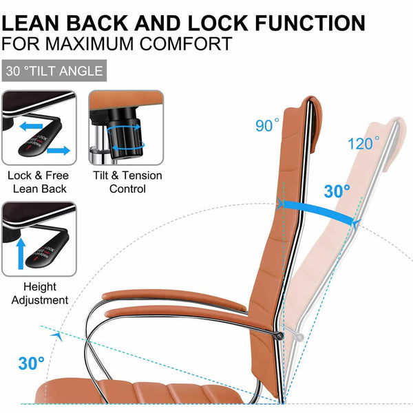 High Back Office Chair with Armrest Ergonomic Desk Chair for Extra Back & Lumbar Support Black Adjustable Swivel Chair in Durable Vegan Leather - Deals Kiosk