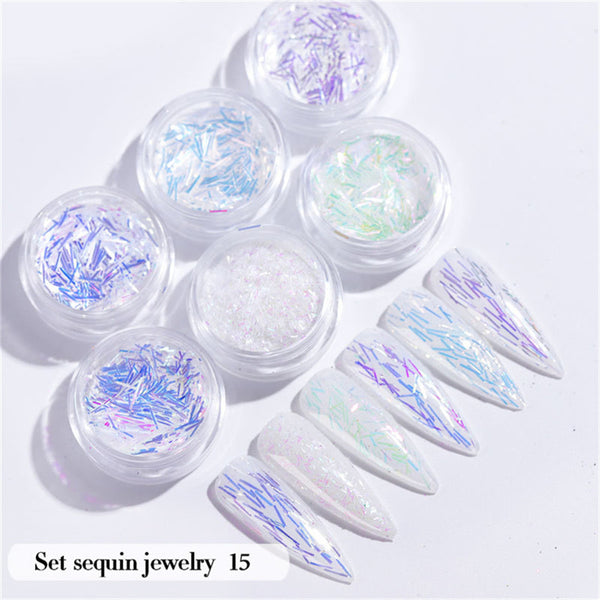 6PCS/Set Nail Beauty Chrome Glitter Kit, Nail Sequin Nail Art Mirror Powder Decoration - Deals Kiosk