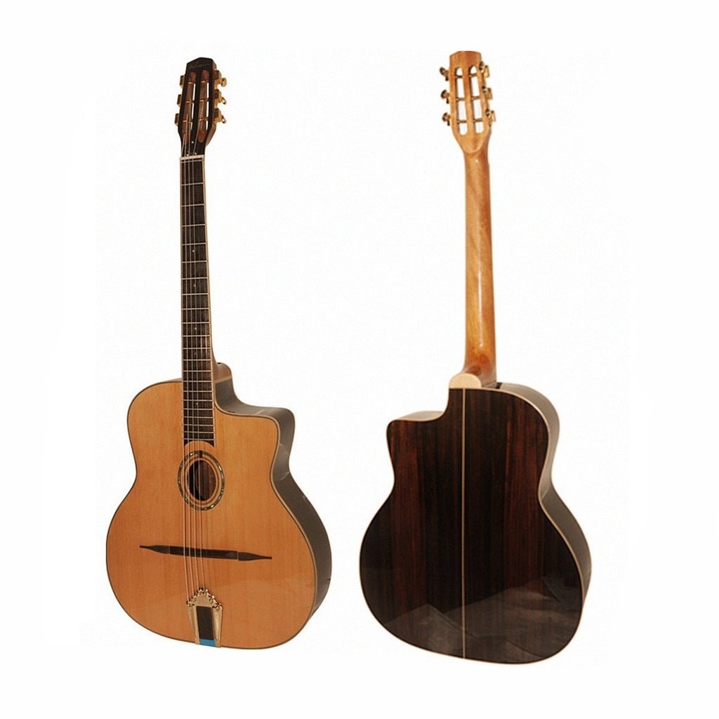 ADM Solid Gypsy Jazz Guitar Oval Hole with Foam Case - Deals Kiosk