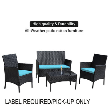 4 Piece Rattan Sofa Seating Set with Cushions - Deals Kiosk