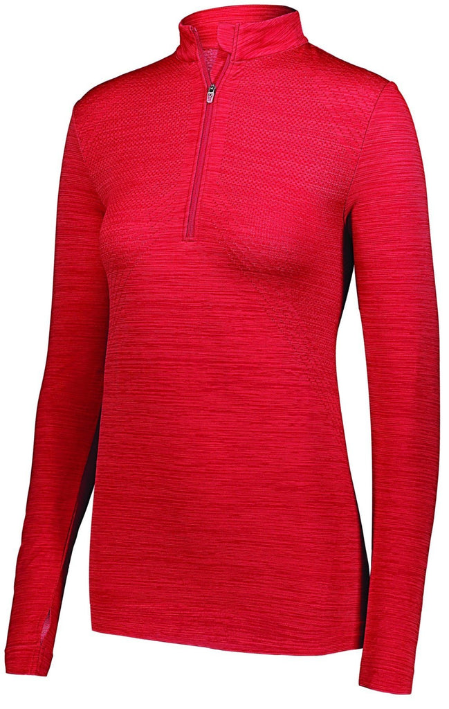 Ladies Athletic Shirt, Long Sleeve Striated 1/2 Zip Pullover Sports Top - Sportswear - Deals Kiosk