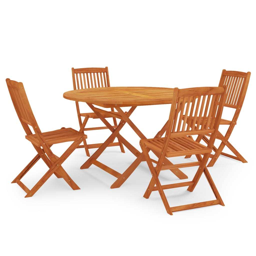 5 Piece Folding Outdoor Dining Set Solid Eucalyptus Wood - Deals Kiosk