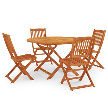 5 Piece Folding Outdoor Dining Set Solid Eucalyptus Wood - Deals Kiosk