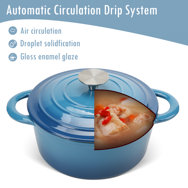 COOKWIN Enameled Cast Iron Dutch Oven with Self Basting Lid, Enamel Coated Cookware Pot 3QT - Deals Kiosk