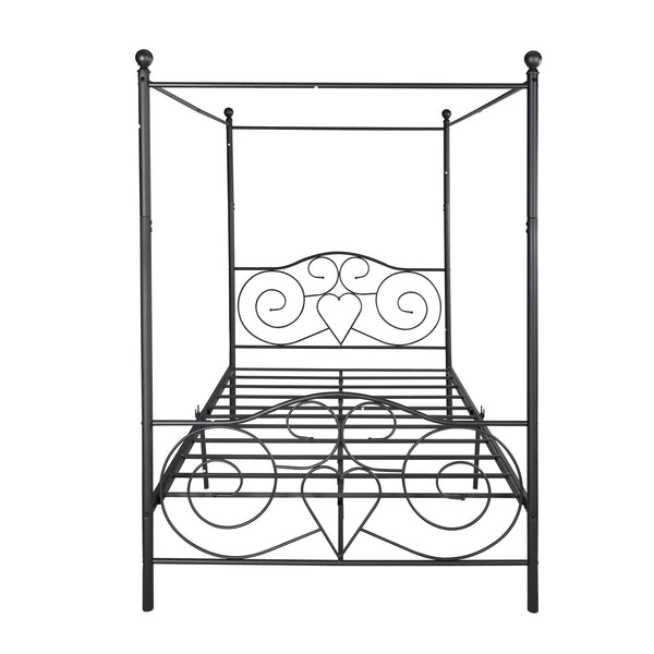 Metal Canopy Bed Frame with Vintage Style Headboard & Footboard / Easy DIY Assembly/ All Parts Included RT - Deals Kiosk