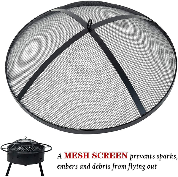 [DO NOT SOLD ON AMAZON]Outdoor Wood Burning Large Fireplace, 32 Inch Steel Round Firepit Bowl with BBQ Grill, Cooking Grate, Spark Screen, Fire Poker, Cover, Portable Fire Pit for Outside - Deals Kiosk