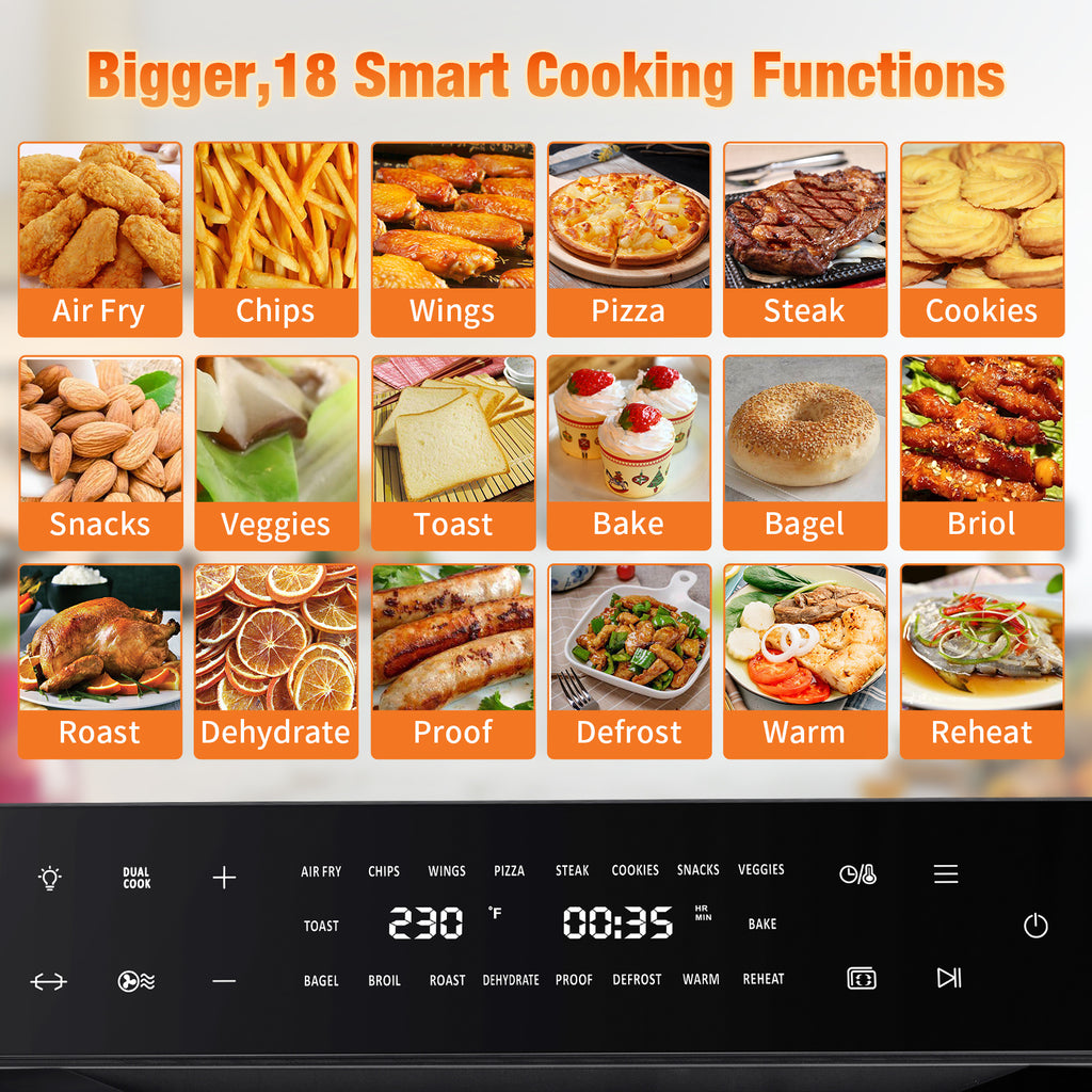 Geek Chef AiroCook 31QT Air Fryer Toaster Oven Combo, with Extra Large Capacity, Family Size, 18-in-1 Countertop Oven(Prohibited from listing on Amazon) - Deals Kiosk