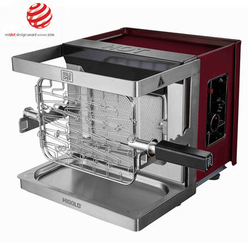 Higold - Goldchef Portable No Smoke Gas Grill, Reddot Design 2018 Winner No Smoke Vertical Burnner 12000Btu Grill for Outdoor, Stainless Steel, Red - Deals Kiosk