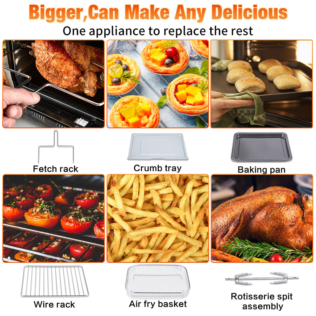 Geek Chef AiroCook 31QT Air Fryer Toaster Oven Combo, with Extra Large Capacity, Family Size, 18-in-1 Countertop Oven(Prohibited from listing on Amazon) - Deals Kiosk