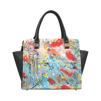 Handbags, Colorful Paint Splatter Rivet Style Top-Handle Bag - Deals Kiosk