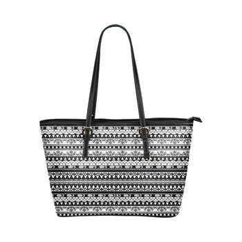 Black And White Vintage Style Leather Tote Bag - Deals Kiosk