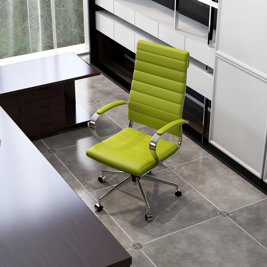 High Back Office Chair with Armrest Ergonomic Desk Chair for Extra Back & Lumbar Support Black Adjustable Swivel Chair in Durable Vegan Leather - Deals Kiosk