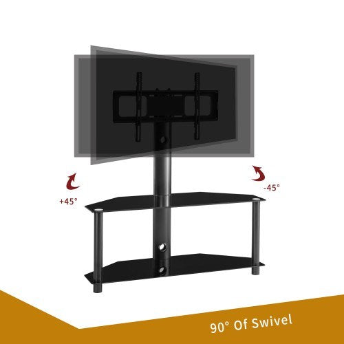 Height And Angle Adjustable Multi-Function Tempered Glass Metal Frame Floor TV Stand - Deals Kiosk