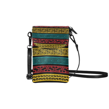 Crossbody Cell Phone Purse, Geometric Design - Black / Multicolor - Deals Kiosk