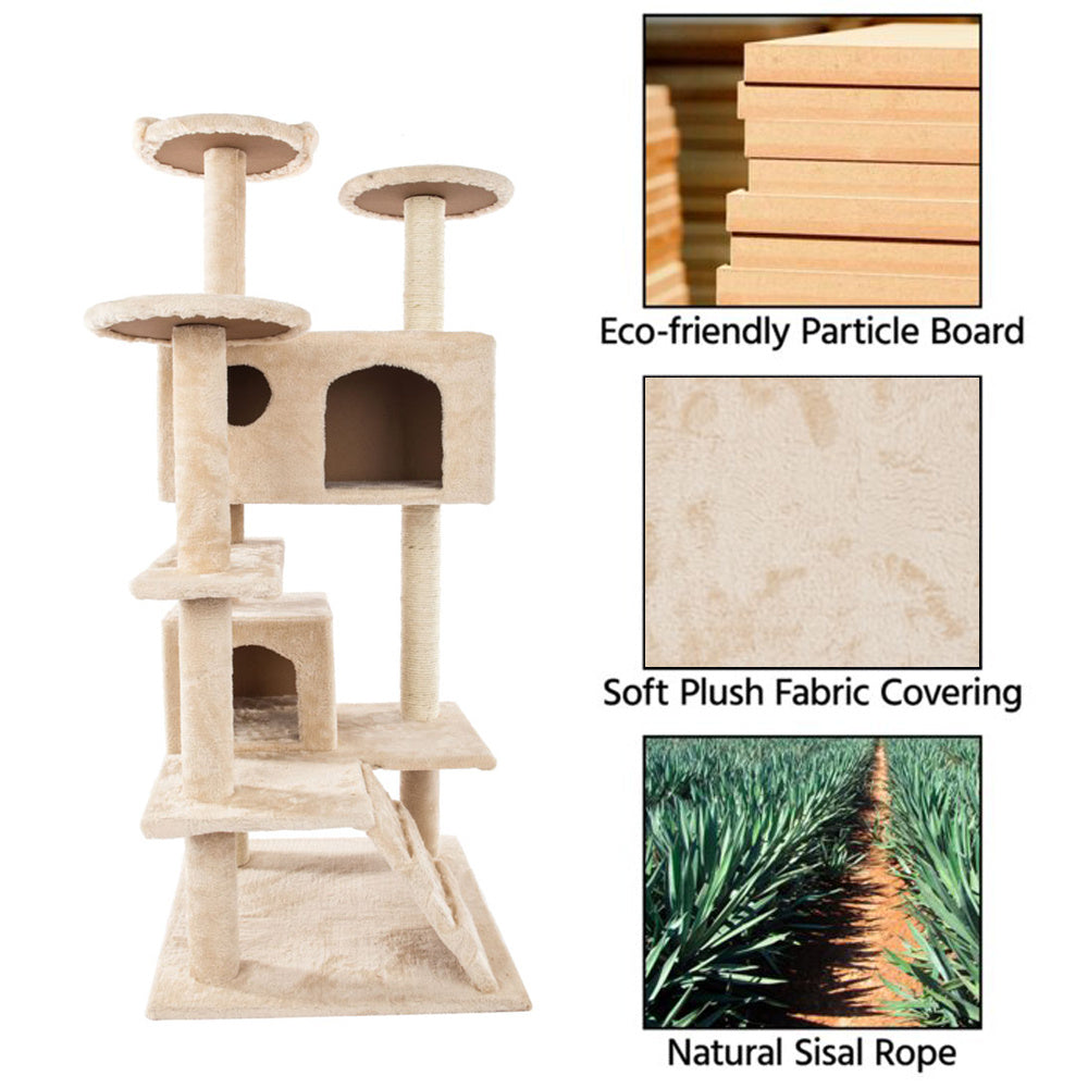 52" Solid Cute Sisal Rope Plush Cat Climb Tree Cat Tower - Deals Kiosk