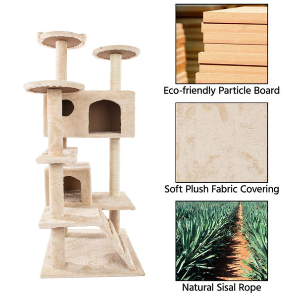 52" Solid Cute Sisal Rope Plush Cat Climb Tree Cat Tower - Deals Kiosk